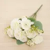 Fleurs décoratives rose décor de mariage en soie artificielle bride bride titulaire du bouquet hiver vintage pavone fausse fleur de fleur arrangement de salon