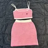 Two Piece Dress designer Shenzhen Nanhuo Huohuo~24 Summer New Product Pink Stripe Sling Half Skirt Set for Women TT7L