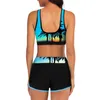 Frauen Badebekleidung Womens Badeanzüge Digitaldruck Strandbekleidung High Taille Split Badeanzug Swimwears Tankinis Set Sommerinnen weibliche Badeanzüge