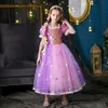 Children Girl Rapunzel Robe Enfants Tangled Disguise Carnival Princess Costume Birthday Party Robe tenue Vêtements 210 ans 240426