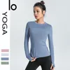 Active shirts tees summer Yoga Round neck long sleeved top tight fitting and quick drying running sports T-shirt sexy and slimming fitness