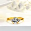 Sier Ring S925 Moissaniteラウンド1 6.5mm女性リング精度メッキ14Kモイサナイトライブブロードキャスト