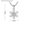 Colliers de pendentif 925 Collier en argent sterling adapté aux femmes Collier de flocon de neige en zircone et pendentif 45 cm Couleurs Kolye S-N186 Q240426