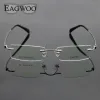 Linser Pure Titanium Gelgasses Rimless Optical Frame Recept Spectacle Frameless Glass för män ögonglasögon 11090 Slim Temple