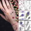 Tattoo overdracht 6 stks waterdichte tijdelijke tattoo -stickers kleine eenvoudige lijn bloem tatto schattige blad vinger pols nep tatoeages voor body art vrouwen 240427