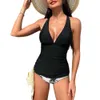 Swimwear for Women V-Neck couvrant le nombril pionnier divisé de la plage féminine Bikini de plage