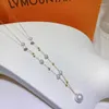 Chains Real 18K Gold Natural Freshwater Pearl Necklace Au750 White Pendant Women's Boutique Jewelry Gift X0049