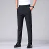 Pantalones casuales de verano hombres delgados negocios delgados jogger elástico jogger coreano clásico gris negro pantalones azules 240425