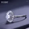 Cluster Rings YUZBT 18K White Gold Plated 1.5 Brilliant Cut Diamond Past D Color Moissanite Circle Stones Ring Wedding Jewelry