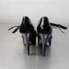 Buty taneczne modne seksowne czarne platformy skórzane PU patentowe kobiety 15 cm na pięcie sztylet.