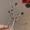 Feestbenodigdheden Sweet Red/Black Rose Flower Hairepins Haarstick doorn Dorn Mooie romantische bloemenaccessoires Decoratie headw