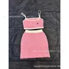 Two Piece Dress designer Shenzhen Nanhuo Huohuo~24 Summer New Product Pink Stripe Sling Half Skirt Set for Women TT7L