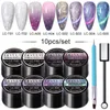 Lakier do paznokci lilitute 10pcs/zestaw 7 ml nici Pearl Shell Gel Lakier do paznokci 9D Kot Magnetyczny żel do paznokci Glitter Vernis Półprzepustny paznokcie gracz UV żel Y240425