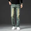 Jeans masculin rétro pour hommes étirent les jeans droits à la mode lavage de poche serrée denim pantalon de marque classique avec toute la longueur pour Menl2404
