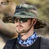 9018 Outdoor Fisherman Hat Leisure Jungle Round Edge Net Hat Mountaineering Fishing Camo Benni Hat