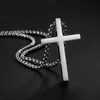 Strängar Nytt rostfritt stål Cross Pendant Halsband lämpligt för män Kvinnor Minimalistiska smycken Mens och kvinnors halsband Silver 240424