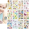 Tattoo Transfer 10Pcs Cartoon Fake Tattoo Stickers Cute Unicorn Animals Car Dinosaur Butterfly Temporary Waterproof Kids DIY Tattoo Stickers 240426