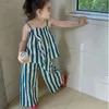 Clothing Sets Summer Fashion Baby And Girls Cotton Striped Sleeveless Camisole T-Shirt Tops Pant Set Kids 2PCS Suit Children Outfit 2-8