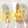 Zahnbürstenhalter Diamant frei wandmontiert Haus Zahnbürstenhalter mit einem Paar niedlicher Cartoon -Gesichtswaschbecher für Hauszubehör 240426
