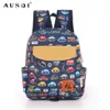 Ausqi Little Citpe Cartoon Bus Bus Made School School Backpack for Kid Boys Girls To Perschool Kids Backpacks Сумка с грудным ремнем Y181209E