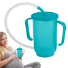 Vuxen sippy cup vatten sippy cup kreativ tecknad baby silikon drickflaska med sugrör läcksäker vuxna patienter halmflaska 240416