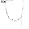 Anhänger Halsketten F. I.N.S Ice Lake Serie S925 Sterling Silber Unregelmäßige Minze Blau Emaille Kette Tassel Kravik Kette Textur mehrschichtige Halskette Q240426