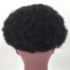 Afro Kinky Curly Toupee Mono Net Lace with Pu Auth pour hommes 4c densité 130%