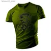 T-shirts masculins Été Nouveau cyclisme comme Hell Skull Print Mens Mens à manches courtes Retro Casual Crewneck T-shirt T-shirt Hip-Hop Street Clothing Q240426