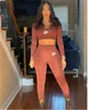 Spring Sports Outfits Womens Tracksuits Designer Solid Color Slim Yoga Sude Suit V -Neck Sexy Bass torace a due pezzi Matching Set