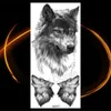 Tatouage Transfert Eagle Black Tattoos temporaires pour hommes Femmes Tiger Wolf Coyote réaliste tatouage Sticker Creative Mountain Sketch Tatoo Hands 240427