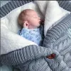 Robes spädbarn baby vinter varma sovsäckar mjuk tjock fleece -knapp stickad swaddle filt flickor pojkar barnvagn wraps baby accessoar