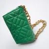 Umhängetaschen Luxus weiches grünes Lederkettenbeutel 2024 Retro lässig Frauen Geldbörsen und Handtaschenkupplung für Bolso Mujer