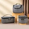 Houndstooth cosmetische tas kan worden opgehangen toiletzak onderkleding sokken opbergtas reis draagbare handtas driedelige set