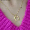 Pendant Necklaces U-shaped stainless steel horseshoe pendant necklace kaleidoscope lucky symbol necklace womens jewelry Q240426
