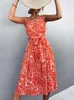 Casual Dresses Womens Summer A-Line Midi Dress Ladies Spaghetti Bandeau Sleeveless Blend S-XL For 2024