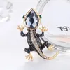 Broszki kryształowy jaszczurka dla kobiet urocze modne piny zwierzęce letnie lśniący biżuteria akcesoria dla dzieci