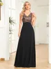 Partykleider xuibol elegant schwarze Pailletten Abend Lange 2024 Luxus Chiffon ärmellose Maxi Kleid Family Geting Prom Abschlussball