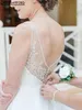 Satin Satin Satin Ouvert Roches de mariée en ligne A-Line Perge de cristal Appliques de dentelle Robes nuptiales