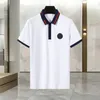 letter classic solid color short sleeve T-shirt for men's business casual half sleeve embroidery double pocket lapel polo shirt summer