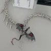 Chains Western Exaggerated Rivet Black Red Flying Dragon Hollowed Out Coarse Chain Necklace Adorable Simplicity Accessories Hobbies