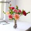 Decorative Flowers Artificial Decoration Silk Dahlias Peony Green Leaf Decor For Home Party Wedding