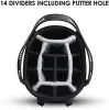 Tassen Golf Stand Bag 14 Wegtop Dividers ergonomisch met stand 8 zakken, dubbele riem, regenkap