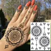 Transfert de tatouage Rejaski Black Henné en dentelle Black Tattoos Tattoos Autocollant pour femmes papillon papillon mehndi false de tatoute autocollant plume flore tatoo 240427