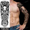 Tatuaje Transferencia Increíble tatuaje temporal hombres grandes manga de brazo completo tatuaje dios wolf luna dragón león rey tigre bosque diseños de tatuaje grande 240427