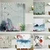 Zasłony prysznicowe Chińskie krajobrazie zasłony łazienki 3D w stylu japońskich ptaków kwiatowe drukowanie zasłony prysznicowe wodoodporne dekoracje domowe poliester