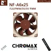 パッドnoctua nfa6x25ケースファン60mmコンピュータクーリスファン5V/12Vインテリジェント温度制御CPUラジエーターファン