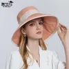 8085 Cappello per pescatori di nuova crema solare per donne cappello da sole primavera ed estate con cappello da sole a bordo per copertura e grondaie pieghevoli