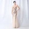 Runway Dresses YIDINGZS Women Sexy Bar Party Maxi Dress Strapless Sequin Evening Dress Long Prom Dress 31501 Y240426