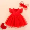 Sukienki dla dziewczyn noworodka dziewczynki Ubranie ubrania ubrania letnie koronki dla dzieci przyjęcie urodzinowe Zestaw Suknia chrztu 3 6 miesięcy Jurk Zomer D240425