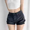 Shorts pour femmes Summer Retro High Pocket Rouled Wide-Leg Denim Shorts Femme Jean Féminino Y240425